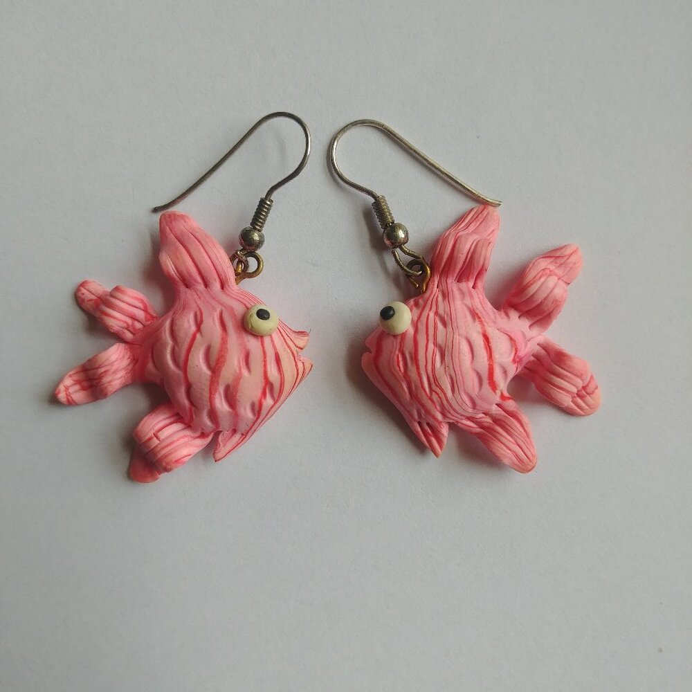 4/$20 Pink fish dangle earrings